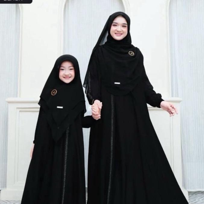 NAUREEN SERIES DRESS GAMIS PESTA SARIMBIT COUPLE KIDS AND MOM BAHAN CERUTY BABYDOLL FULL PURING baju 1