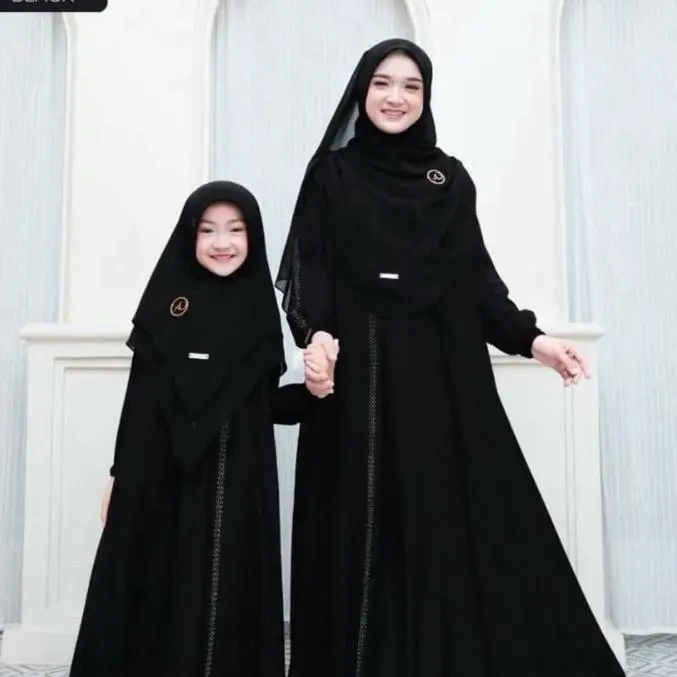 NAUREEN SERIES DRESS GAMIS PESTA SARIMBIT COUPLE KIDS AND MOM BAHAN CERUTY BABYDOLL FULL PURING baju 1