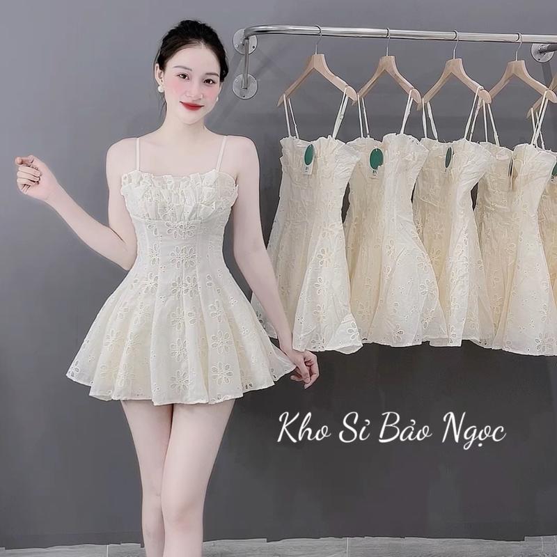 [D055 CÓ BIG SIZE] Váy Thiết Kế Cổ Yếm Chun Sau Có Lót Quần Kho Sỉ Bảo Ngọc