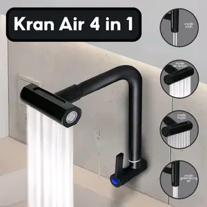 Kran Air 4 in 1 Model Angsa 4 Mode Keluaran Air Keran Dinding Dapur Keran Cuci Piring dengan 4 Mode Air - Kran 4 Mode Hitam