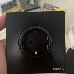 JK SPACE Saklar Lampu Dinding Tipe 86 Saklar Lampu Modern Universal Soket Colokan dengan Sakelar Hitam Tembaga
