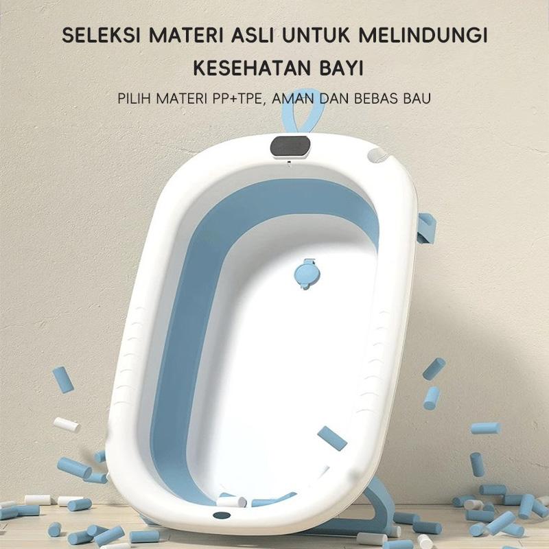 ⚡SUBSIDI 80%⚡ APEXGLOW Bak Mandi Bayi Lipat Portable Dengan Pengukur Suhu & Bantal Mandi Foldable Baby Bath Tub Anti Slip Anti Tenggelam Baby Bath Helper 6