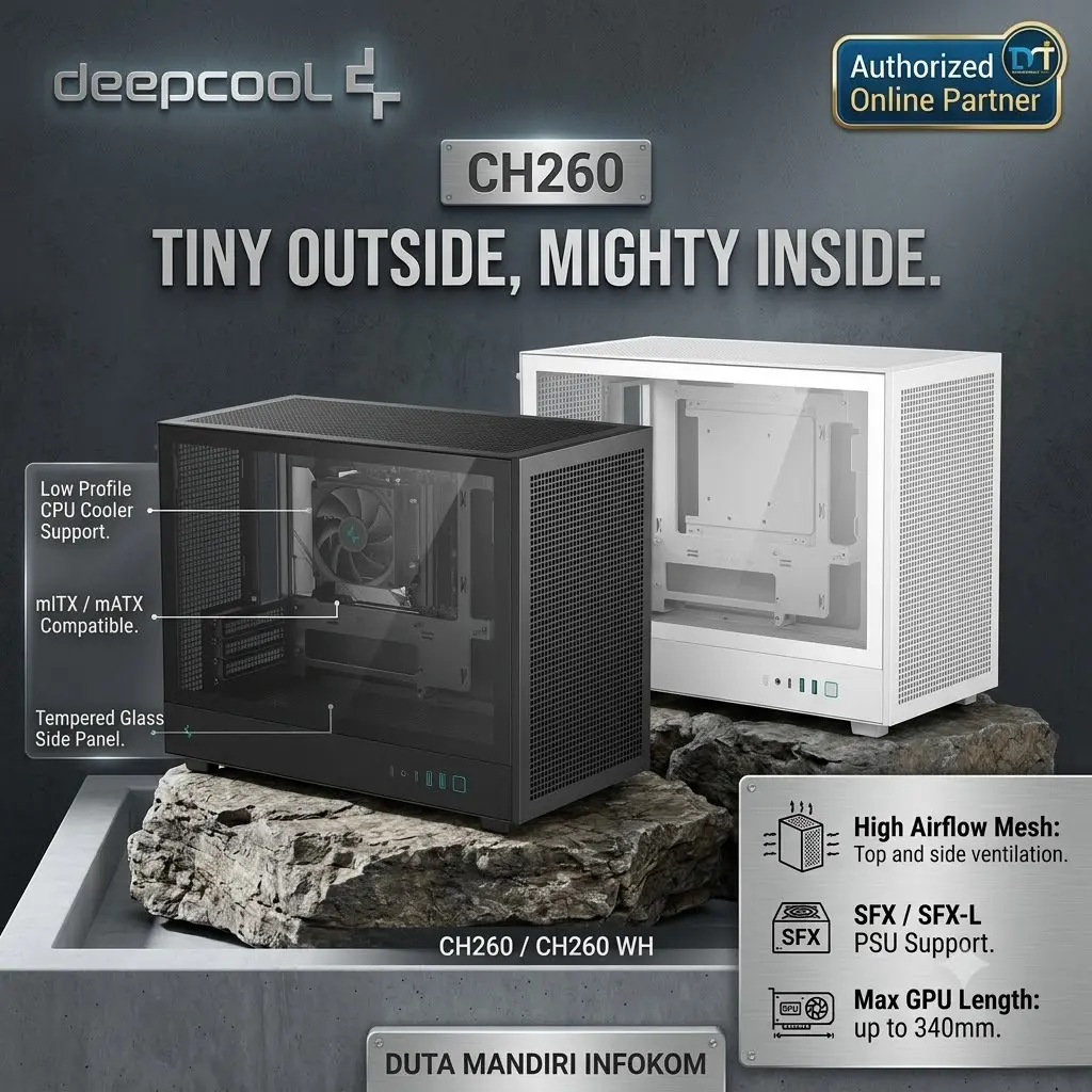 DeepCool CH260 - Mesh High Airflow Tempered Glass Portable Micro ATX Gaming Case