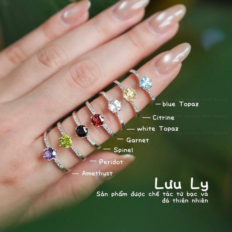 Nhẫn Lưu Ly đá thiên nhiên đa sắc lấp lánh thanh lịch sang trọng - Xanh Jewelry Hoa topaz đá garnet đỏ nhẫn garnet nhẫn đá garnet đỏ chính hãng nhẫn thạch anh tím