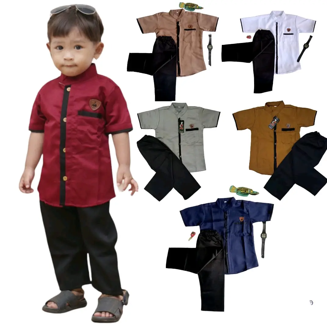 SETELAN ANAK USIA 8,BULAN 6,TAHUN Kancing Koko Muslim Nyaman Baju Katun