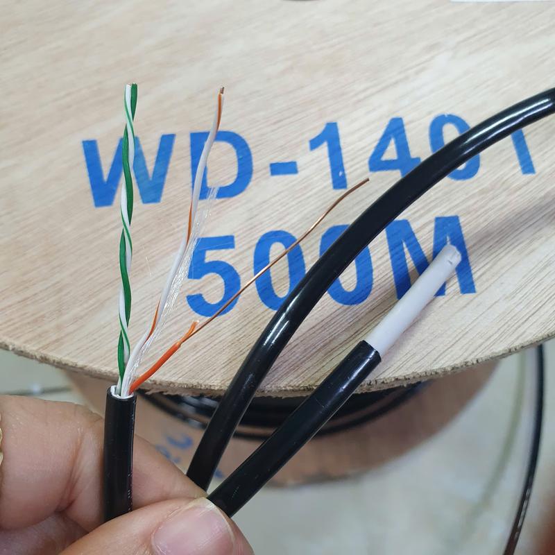  Cuộn 500m Dây mạng ngoài trời 2 lớp vỏ 4 sợi CCA lõi 0.5mm WD-1401 