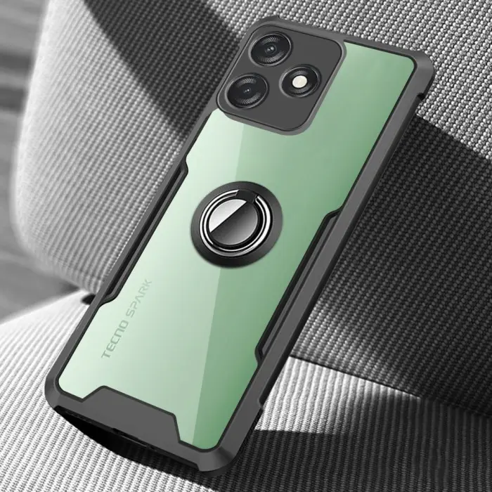 CASE TECNO SPARK 10 10C HYBRID MOTIF BANTAL CLEAR BENING RING STANDING