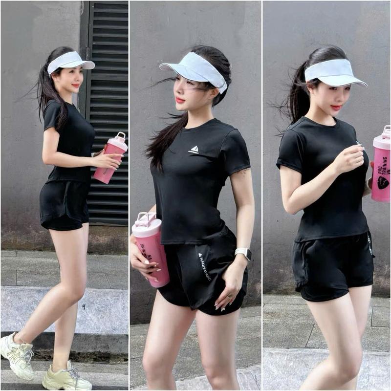 Bộ đùi tập gym earobic đạp xe - Bộ tập earobic quần đùi 2 lớp chất mát NT-05 chất liệu Polyester pha Spandex co giãn 4 chiều phù hợp cho vận động thể thao trong nhà hoặc ngoài trời