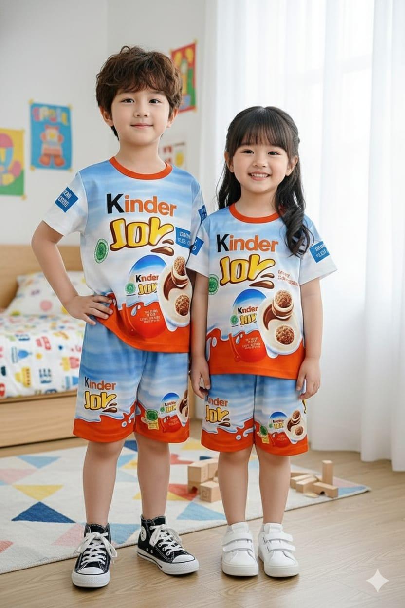 Setelan Anak Harian Viral Terbaru Limited Edition Motif Makanan Mie goreng dan gambar Minuman untuk Usia 1-10 Tahun Desain Unik Nyaman dan Senang Dipakai