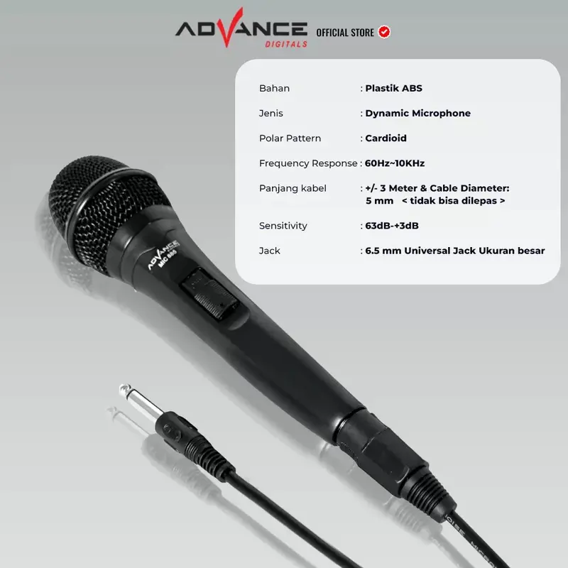 Advance Karaoke Profesional Dynamic Microphone Mic Kabel MIC-884 dan MIC 885 2