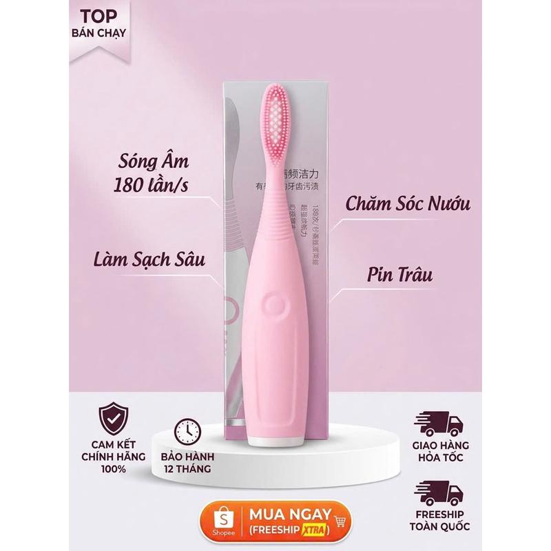 Bàn Chải Đánh Răng Điện Sóng Âm 180 Lần/Phút – Làm Sạch Sâu, Chăm Sóc Nướu, Pin Trâu, Thiết Kế Nhỏ Gọn