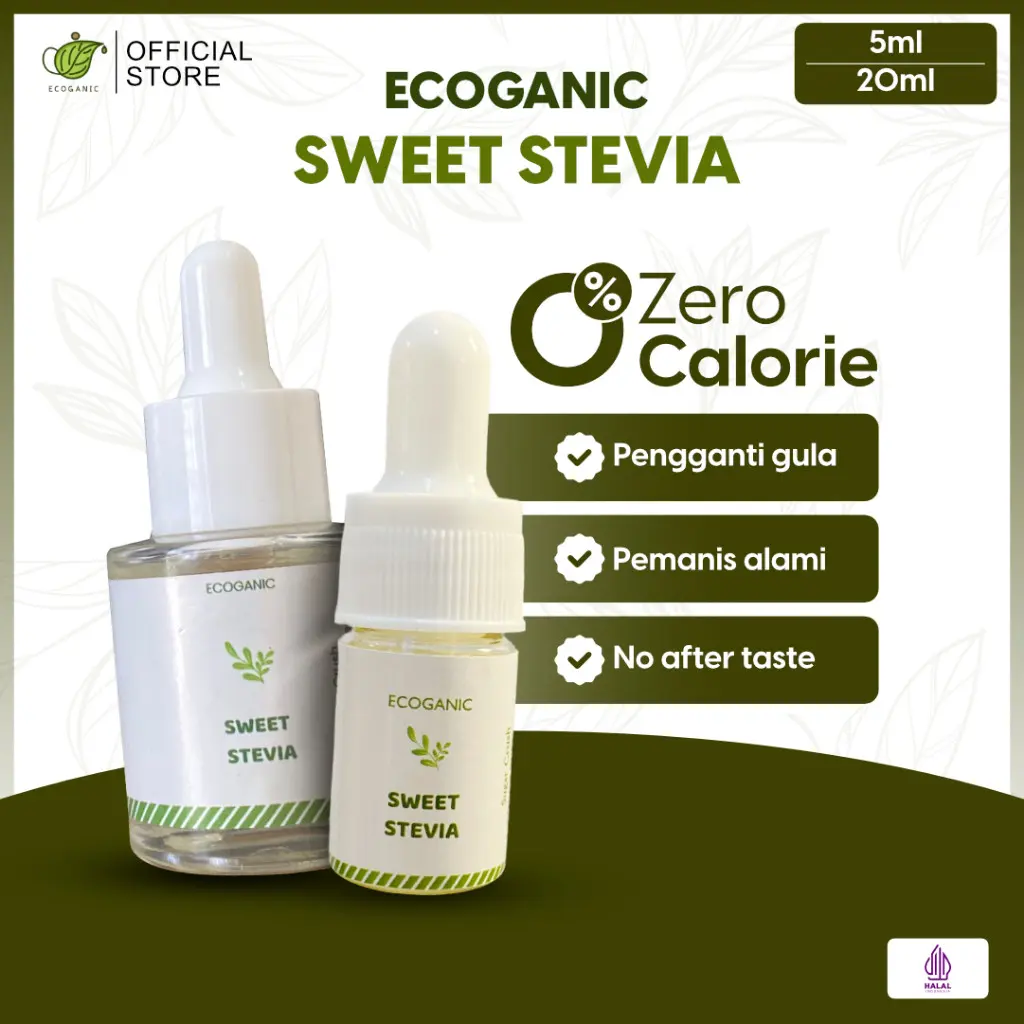 ECOGANIC I Sweet Stevia Tetes Original | Pemanis Alami Pengganti Gula untuk Diet