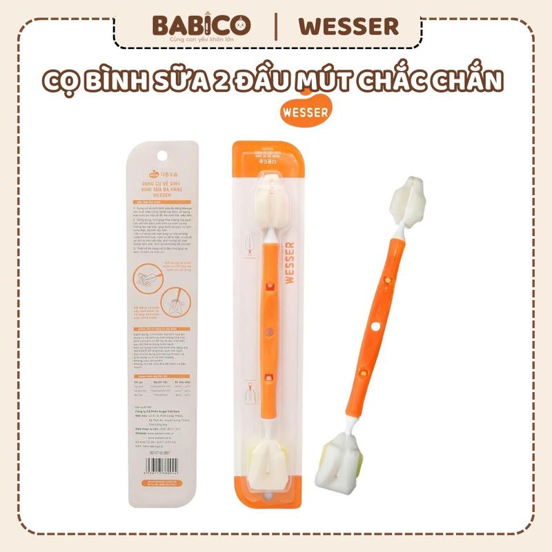Dụng Cụ Cọ Rửa Vệ Sinh Bình Sữa Wesser 2 Đầu Đa Năng Cho Mẹ Và Bé (Chính Hãng)