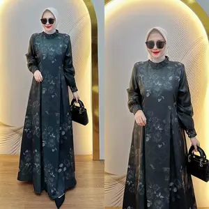 Elga Dress Gamis Terbaru Katun Printing Premium mix Organza By HMF Luxury Kondangan Pesta Lebaran