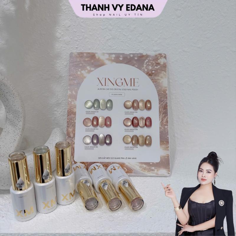 Sơn mắt mèo CQ pha lê Vàng XINGME sét 6 màu Tặng kèm bảng màu full hộp THANH VY EDANA