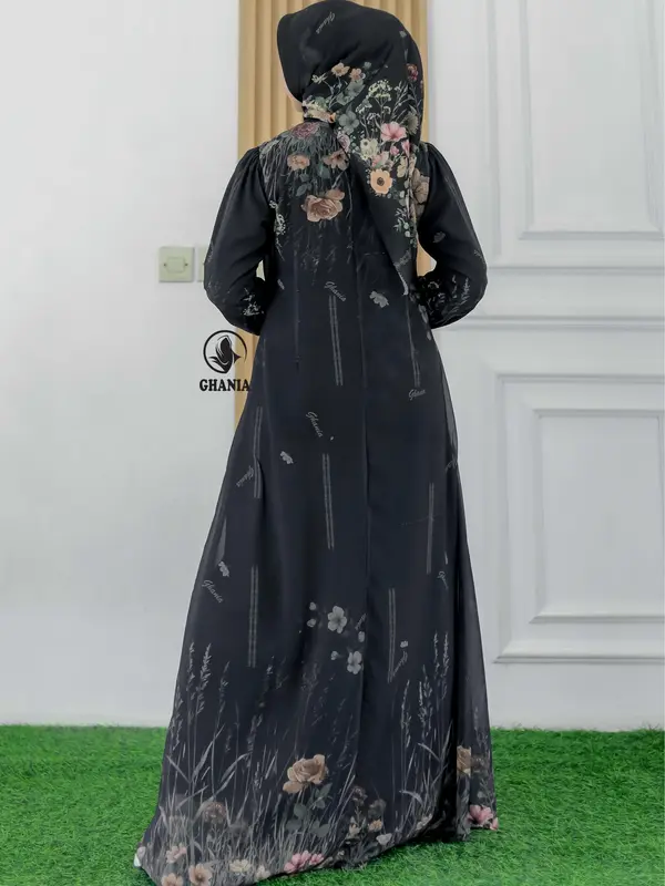 Ghania Cellosia Dress- Putih- lavender- khaky- hitam- maroon 3