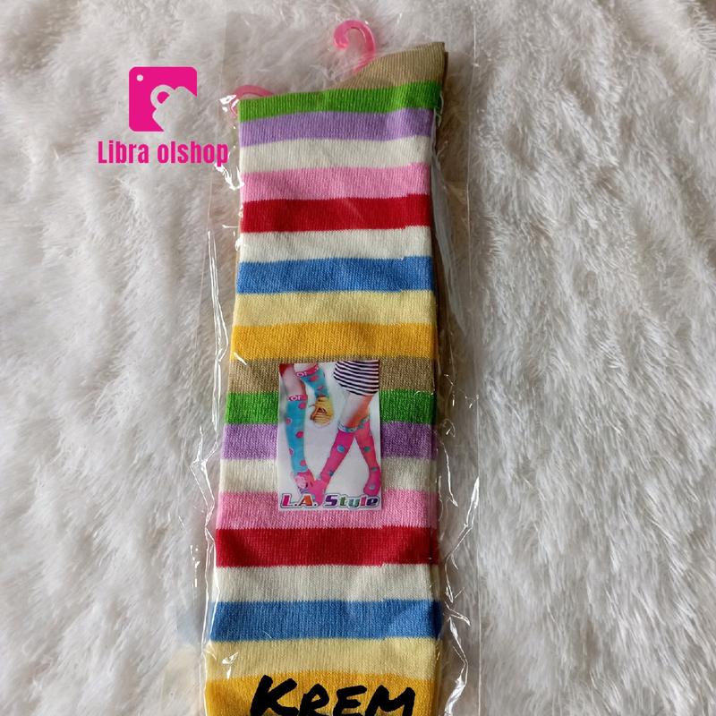 Kaos Kaki Belang Selutut/Kaos Kaki Belang Warna Wanita Dewasa Panjang Garis 6