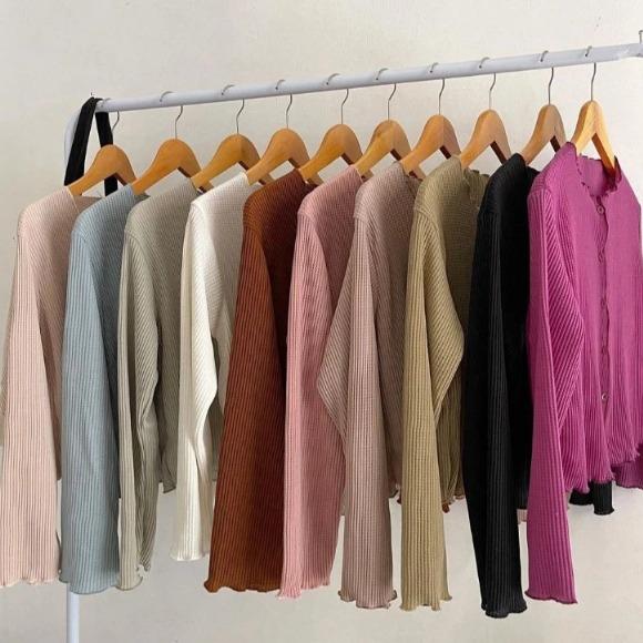 Cardigan Rajut Crop Atasan Wanita Pastely Panjang Baju Fit Rib Knitwear 2
