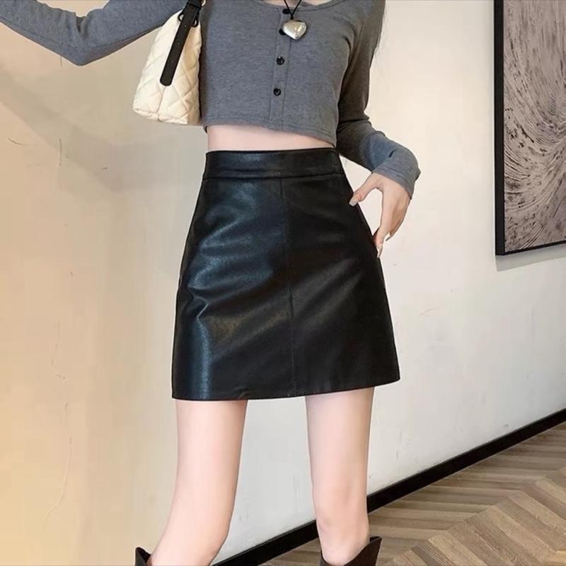  Chân Váy Da Nữ Dáng A Phù Hợp Mọi Vóc Dáng Dài 42cm Có Quần Bảo Hộ Da PU Chất Liệu Mềm Mại An Toàn Tiện Lợi 
