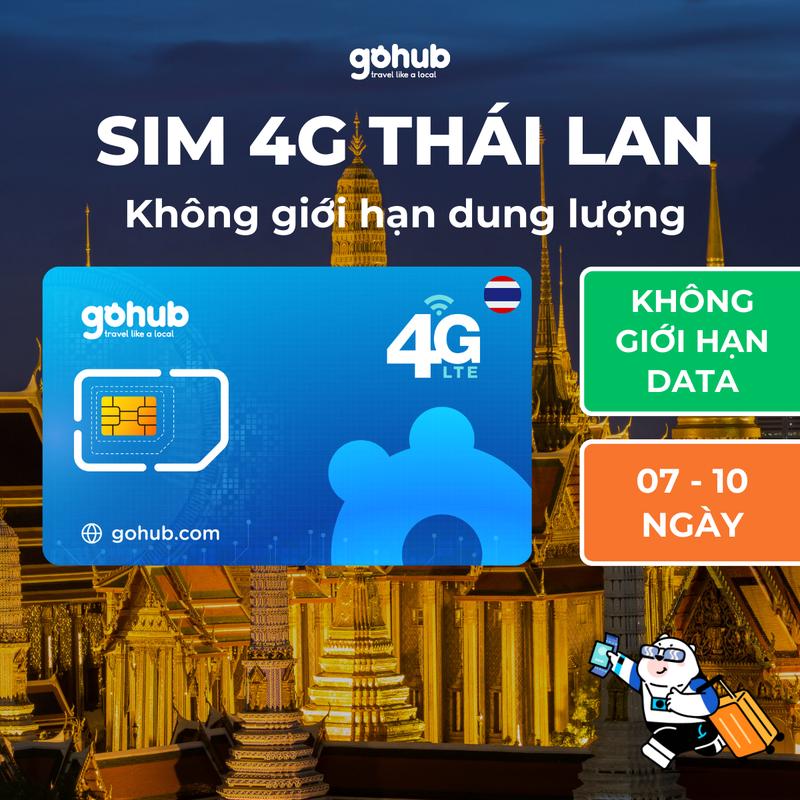 Gohub SIM 4G Thái Lan DTAC Nội Địa Chính Hãng Không Giới Hạn Dung Lượng 7 - 10…