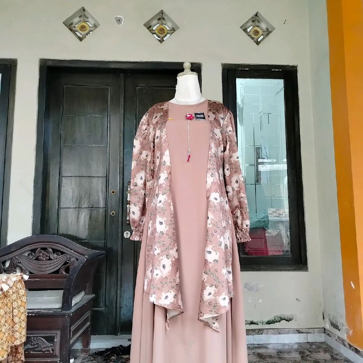 gamis rompi mawar coksu mewah cocok untuk kondangan