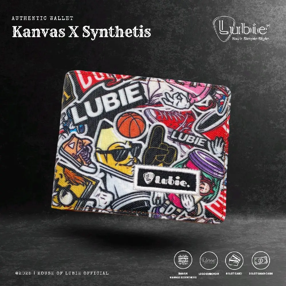 LUBIE Dompet lipat kanvas  cowok premium | Kanvas X Synthethis | Dompet kartu | Dompet Uang Pria