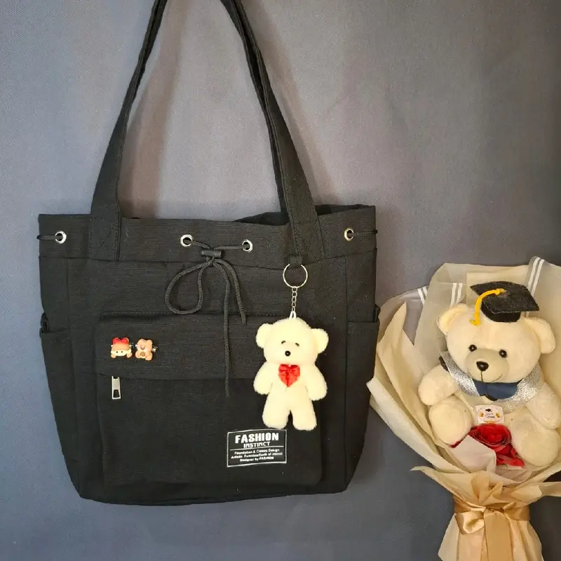 Tas Totebag Wanita Tas Jinjing Bahan canvas Original Totebag Serut Totebag Tas  Selempang kuliah Kerja Terbaru Kekinian 5