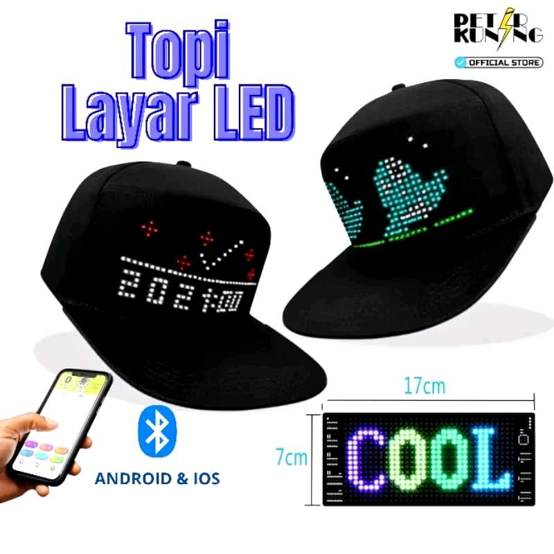 TOPI LED Snapback Caps setting Custom Bluetooth HP / Topi Lampu Layar ...