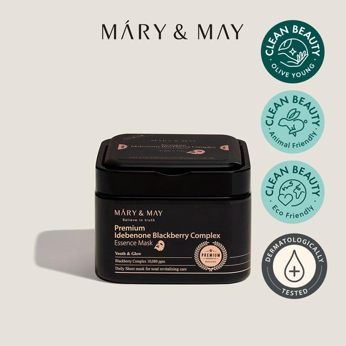 Gambar MARY & MAY Premium Idebenone Blackberry Complex Essence Mask 20pcs antioxidant anti aging Masker dari Mary&May Indonesia Official Kota Tangerang Tokopedia