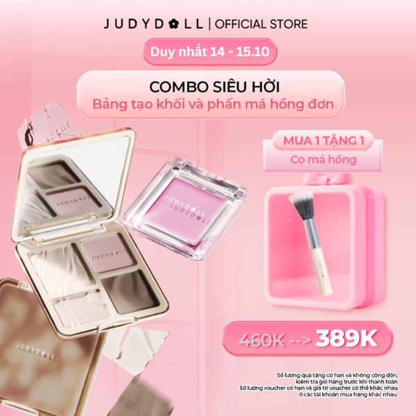 [NEW] Combo Judydoll Bảng Phấn Tạo Khối Highlight Contour Palette và Phấn má hồng Pretty Blush Powder