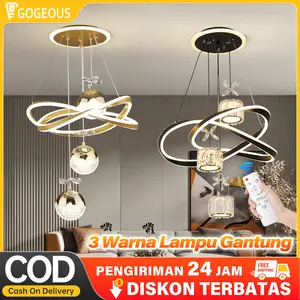 GOGEOUS Lampu Gantung Minimalis Kristal Lampu Gantung Ruang Tamu chandelier pvc plafon lampuruangtamu 02 lamp estetik 2025 dapur aesthetic Kamar Akrilik Hitam Kuning Putih