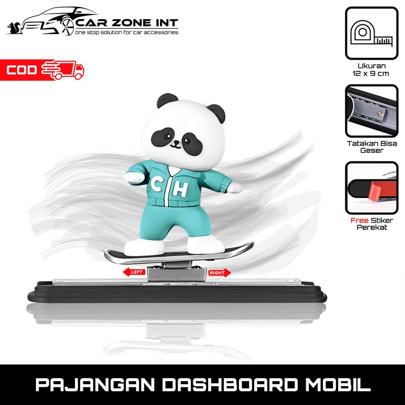 [ Car Zone Int ] Pajangan Dashboard Mobil Karakter Panda / Kelinci / Beruang Tatakan Geser Kiri-Kanan Hiasan Dekorasi Aksesoris Interior Mobil 2