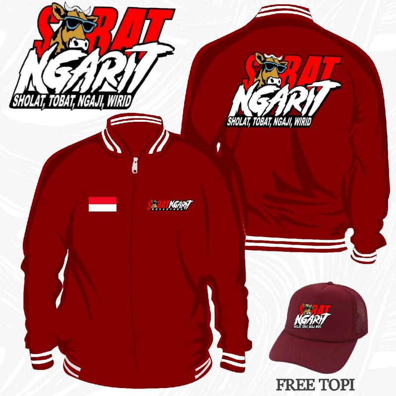 Jaket Baseball Pria Wanita Unisex SOBAT NGARIT V1 | Jaket Varsity Resleting Katun Flacee PREMIUM Bomber Casual Distro 1