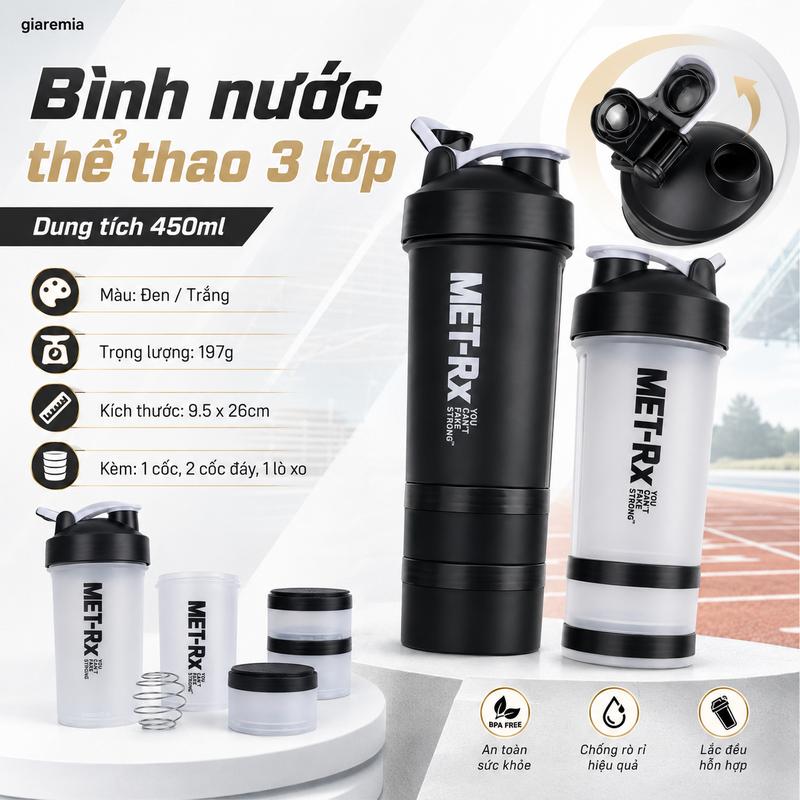Bình nước thể thao 450ml, tiện mang theo, bình lắc gym, dùng cho tập thể dục giao màu ngẫu nhiên