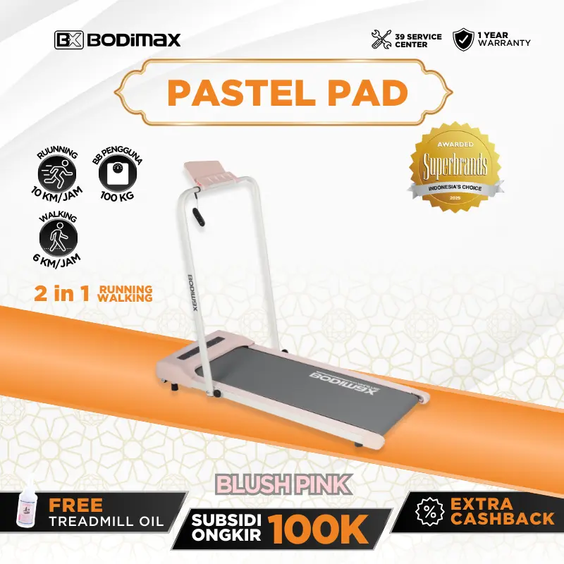 RUNNING PAD PASTEL PINK / TREADMILL/ RUNNING PAD/ GYM / ALAT OLAHRAGA