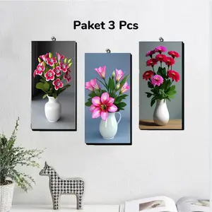 (Paket 3 pcs) Set Hiasan Dinding Vas Bunga 10 Ruang Tamu Dekorasi Rumah Pajangan Dinding Kamar mdf 6mm outdoor