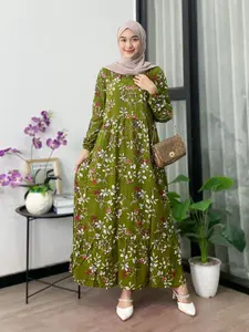 Anggi Home Gamis Rayon Super Jumbo Busui Resleting Motif Bunga Grafis / Gamis Wanita / Gamis Arabian Wanita Dewasa