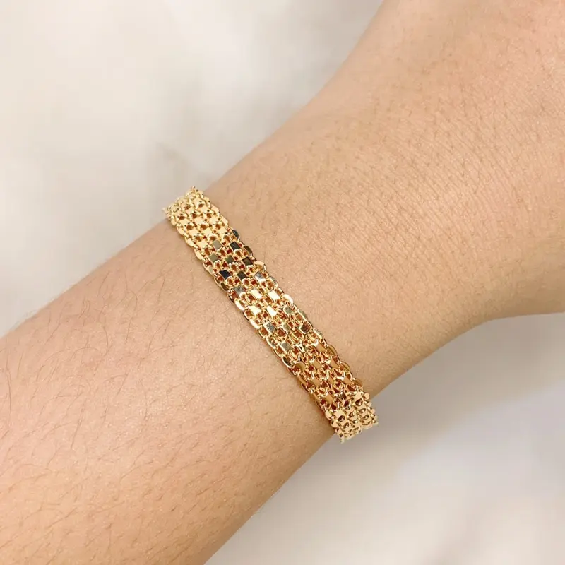 SWAN PERHIASAN Gelang Rantai Wanita Motif Gepeng Anti Luntur Perhiasan 045 2