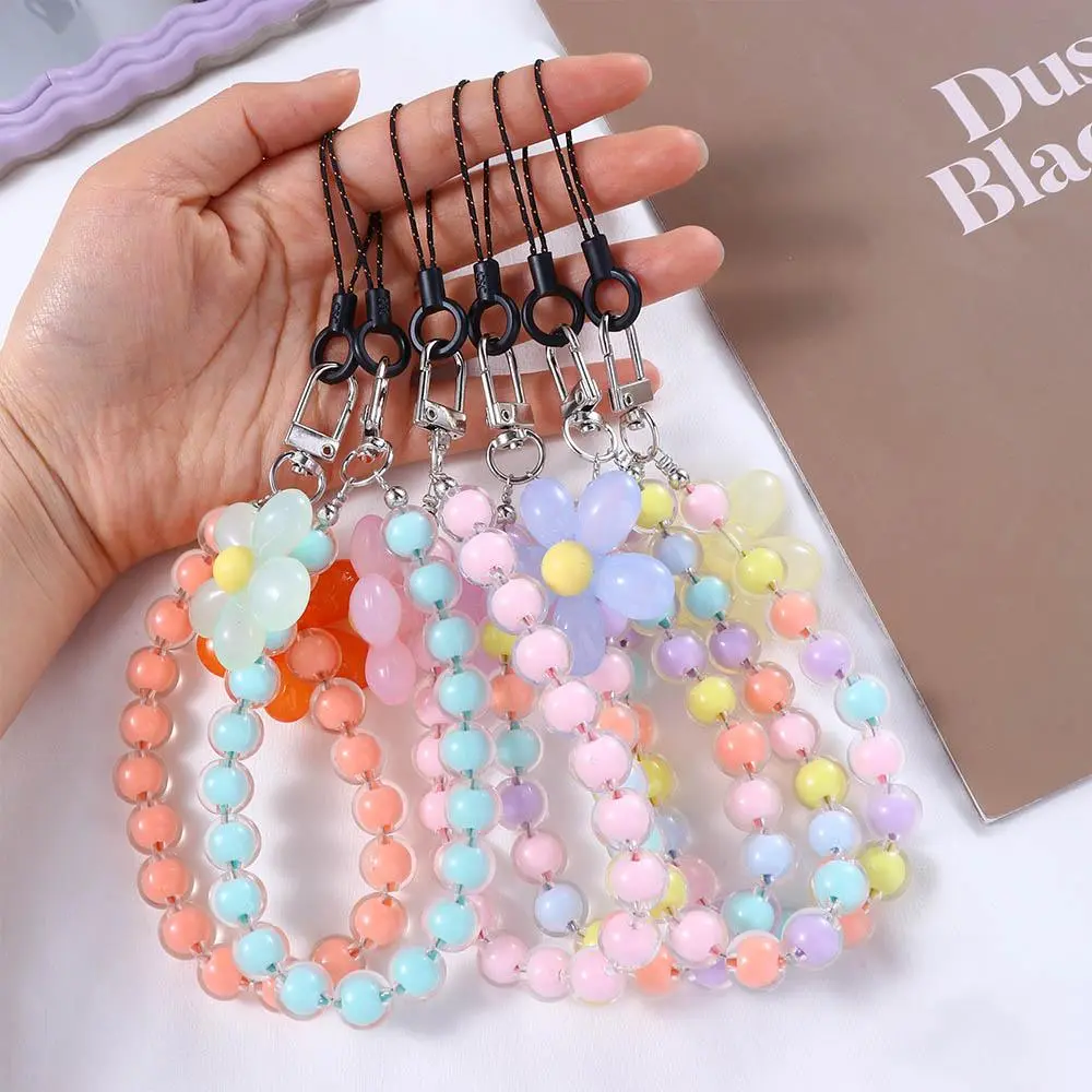 Telephone Jewelry Phone Charm Wrist Strap Jewelry Bracelet Flower Pendant Women Girls Mobile Phone Chain Beads Phone Chain Cellphone Strap Phone Lanyard