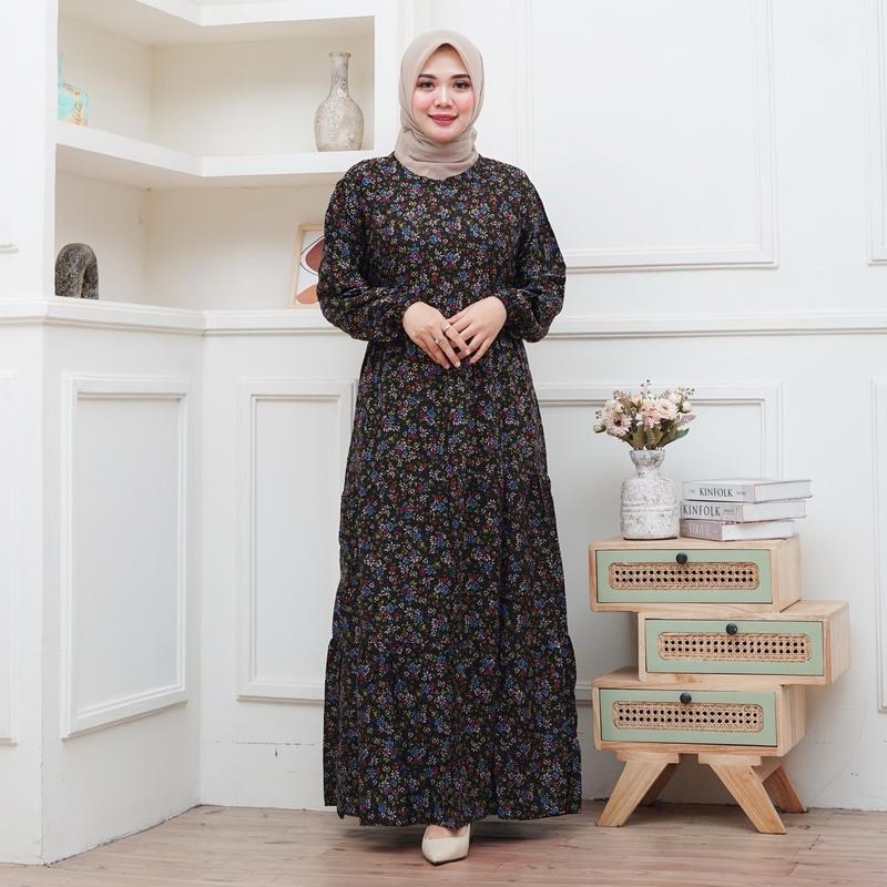 SAKURAN DRESS // GAMIS MOTIF RAYON PREMIUM // DRESS MUSLIM TERBARU BUSUI FRIENDLY 5
