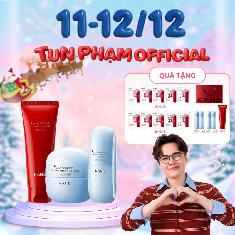 KANS X TUN PHẠM Combo Sữa Rửa Mặt & Kem Dưỡng Giúp Da Mềm Mịn Và Hỗ Trợ Giảm Nếp Nhăn KANS Soothing Firming Essential Cream 50g & Serum Dưỡng Ẩm Hỗ Trợ Dưỡng Da Mềm Mịn KANS Soothing Firming Essential Serum 30ml
