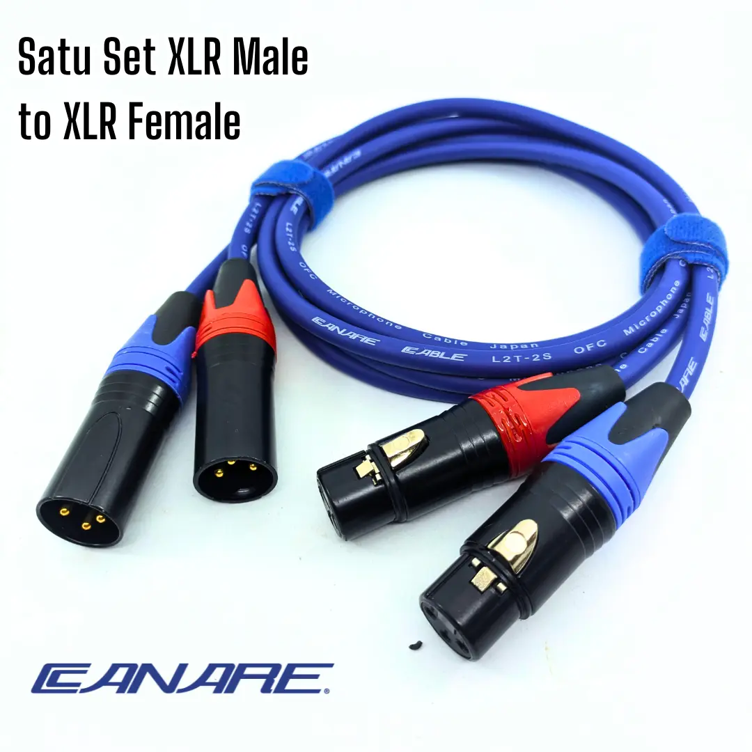 Kabel Audio Set Mic Mixer ke Power XLR Male to XLR Female 3 Pin Gold - Kabel Canare Biru