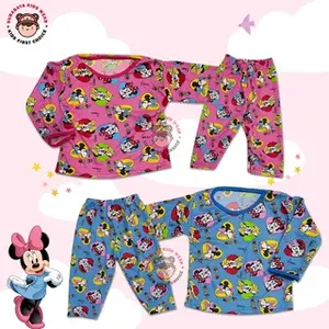 Setelan Piyama Anak Lengan Panjang Bintik Motif Minnie