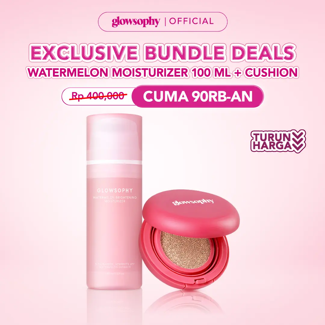 Glowsophy Bundle 2in1 Perfect Skin Set Cover Fit Serum Cushion + Watermelon Brightening Moisturizer 100 ml