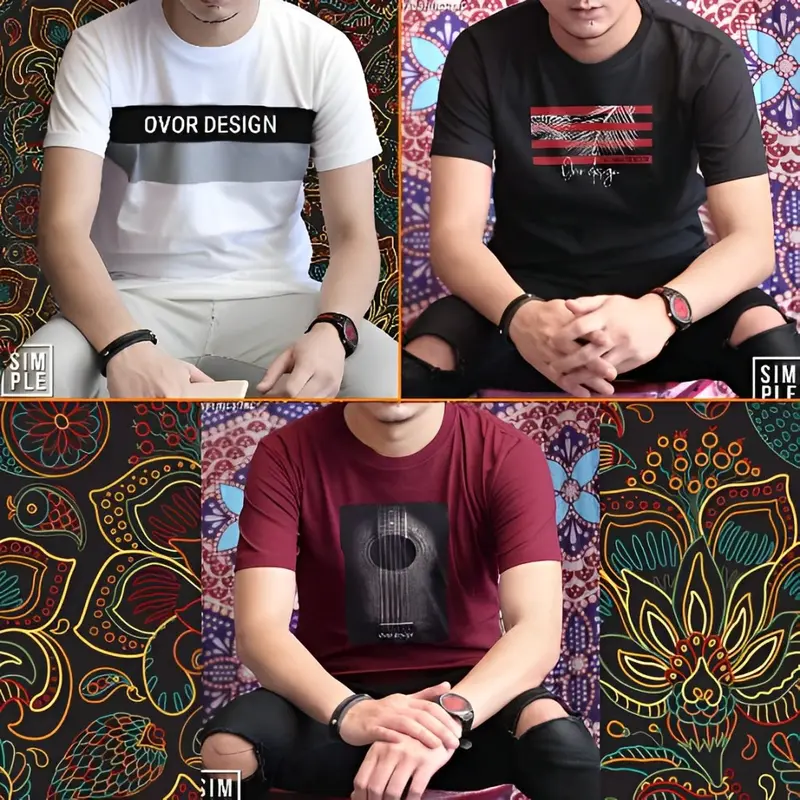 Kaos distro 3pcs Kaos pria dewasa Kaos oblong Lengan pendek Bahan katun 6