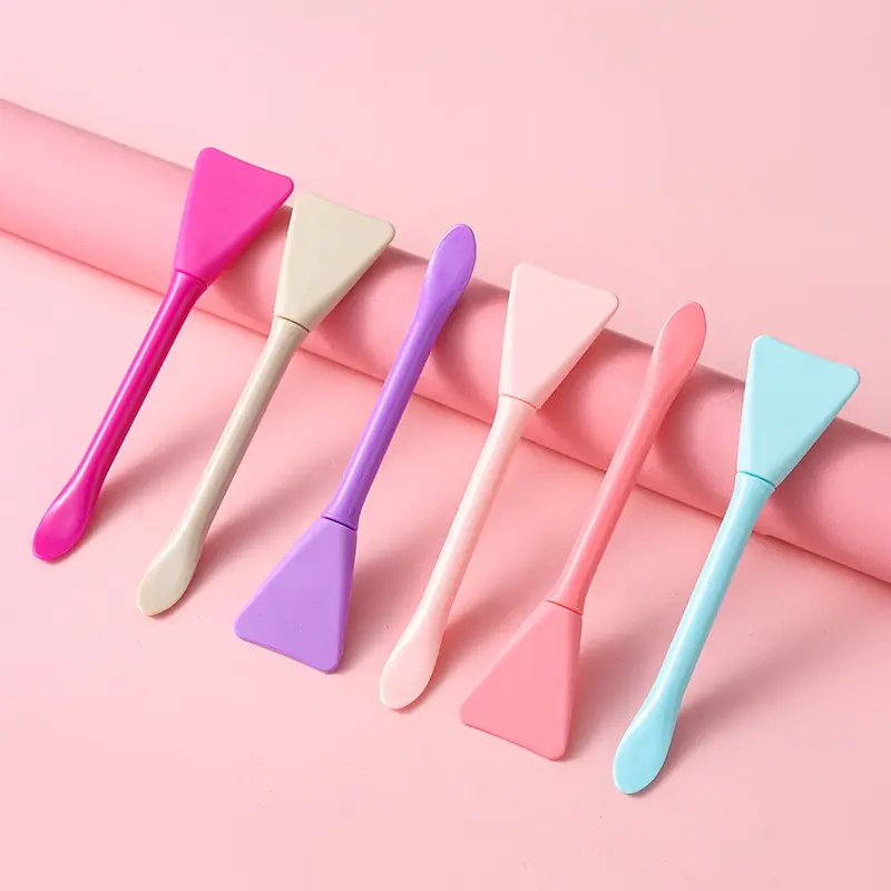 Double-headed dual-use silicone mask brush with a spoon for applying mud mask on the face fan-shaped fruit acid brush beauty tool