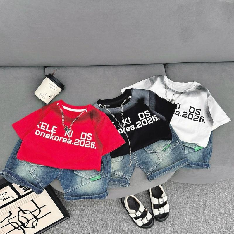   Voikit  VB00  KÈM PHỤ KIỆN  Set bộ cực chất cho bé trai áo cotton loang phối quần jean cho bé trai 8-28kg đồ bộ cho bé trai 