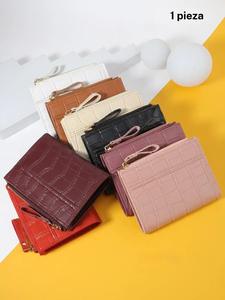 Cartera Corta Minimalista para Mujer, Monedero con Patrón Geométrico a la Moda, Bolsa Pequeña Versátil para Llaves y Efectivo