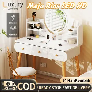 LL Meja Rias Putih/Meja Rias Lampu Minimalis/Meja Rias kecil/ Meja make up lampu led/Meja Rias