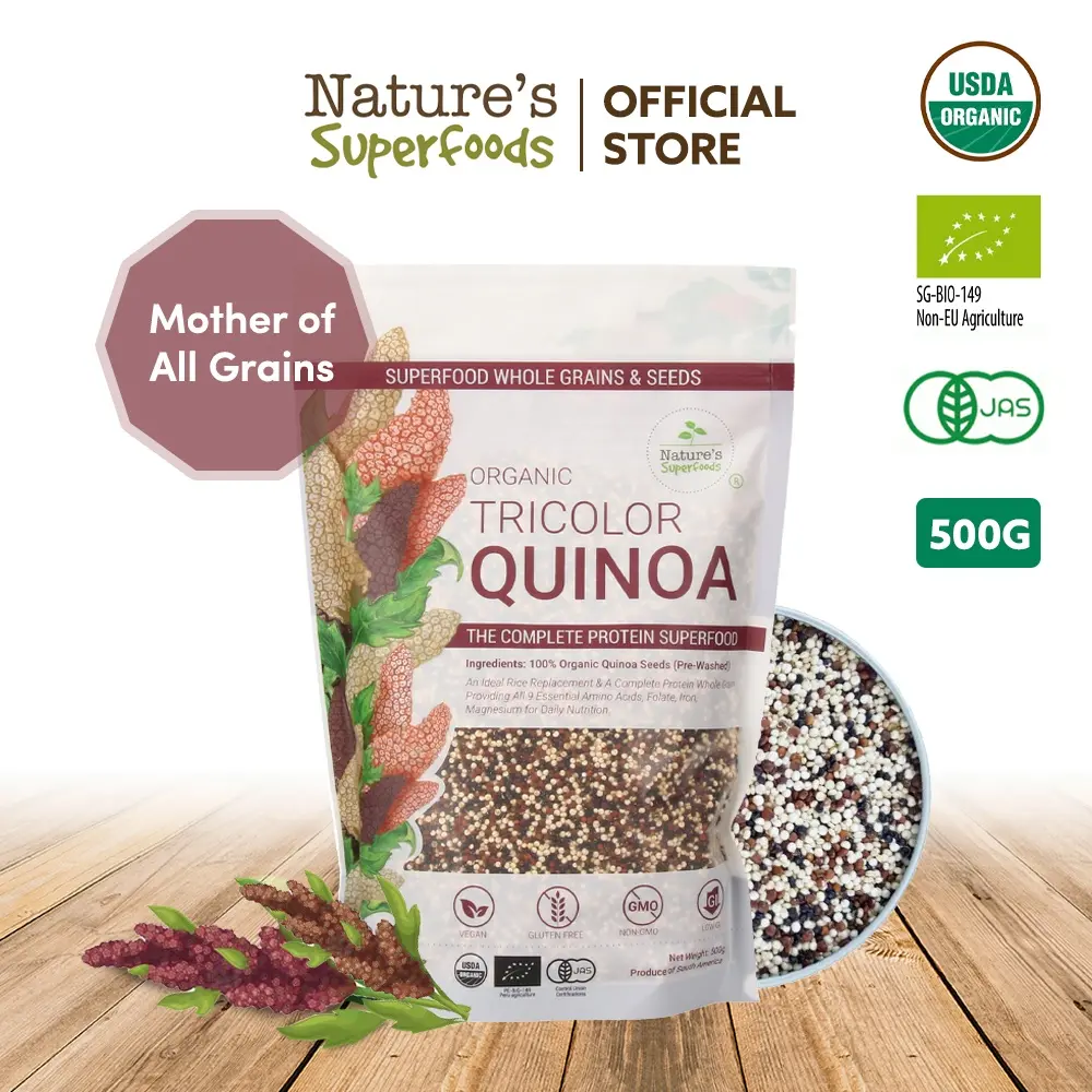 Nature's Superfoods Organic Tricolor Quinoa Seeds 500g - Whole Grain l Quality Protein l Dietary Fiber